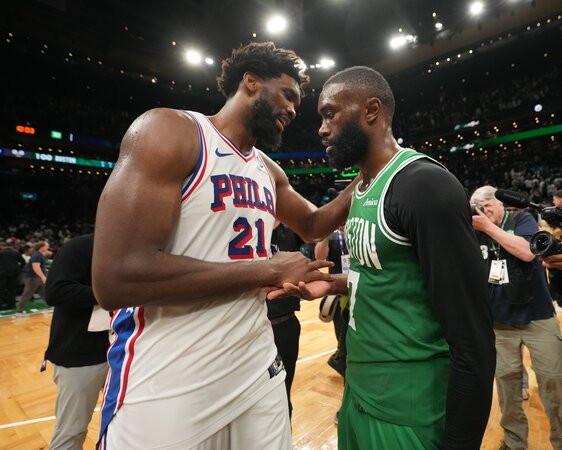 Joel Embiid, Jaylen Brown, Boston Celtics, Philadelphia 76ers, NBA